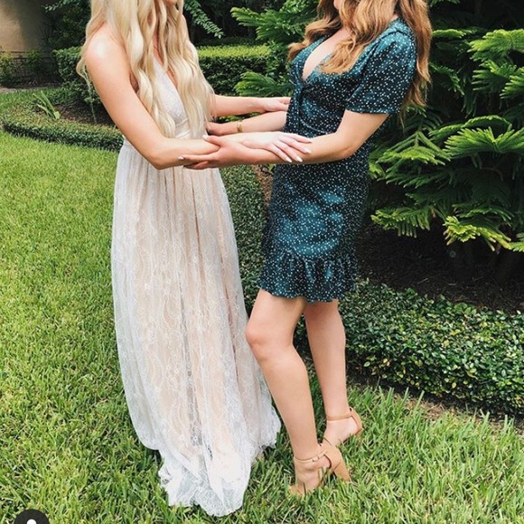 Emerald Green Dress w/ White Polka Dot Size Large - Picture 7 of 7